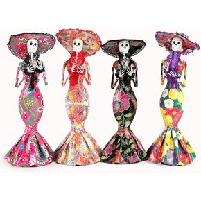 Catrina Skull Figurine, Dia de Los Muertos Day of The Dead Decorative Doll (Medium 10.6"/27cms)