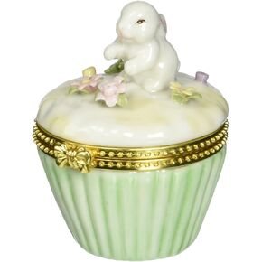 Cosmos 10591 Fine Porcelain Bunny Hinged Box, 2-3/4-Inch, White