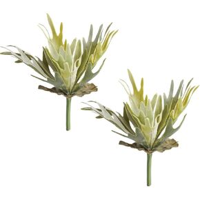 2 Pack Artificial Staghorn Fern Fake Succulent Plants Faux Frosted Greenery Antler Horn Grass Tropical Air Plant for Indoor or Outdoor Decoration