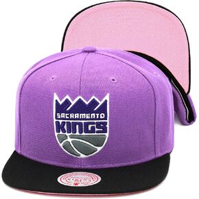 Mitchell & Ness Snapback Hat Adjustable Cap - Light Pastel Purple/Black/Pink Bottom