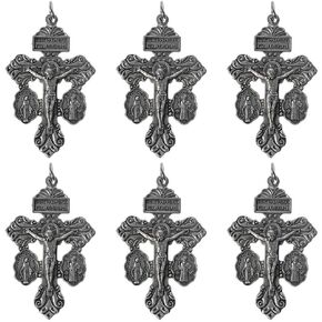 gifthub 6 Pcs Alloy Catholic Crucifix for Rosary Making Bulk with Medal Design,Pardon Crucifix Rosary Parts for Rosaries Catholic(Olive)