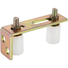 Skelang Slide Gate Guide Roller with L Post Bracket, Adjustable Dual Nylon Rollers Gate Assembly Support for Sliding Rolling Gates 2-5/16" Max Capacity