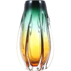Luxury Lane Hand Blown Laine Sommerso Art Glass Vase for Home Decor 12.5 inch Tall Centerpiece Table Decoration
