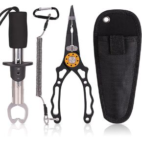 Muti-Function Fishing Pliers,Fishing Tool Fly Fishing Gear,Fish Lip Gripper,Fishing Pliers,Hook Remover Split Ring,Ice Fishing Gifts for Men