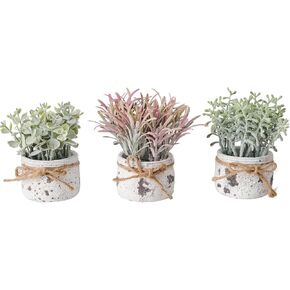 Small Fake Plants, 2 Pack Mini Artificial Plants Fake Lavender Plant in Pot, Lavender Decor and Dining Room Desk Shelf Bathroom Living Room (A-2pcs)