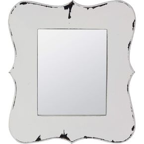 Stonebriar Decorative Worn White Wooden Hanging Wall Mirror
