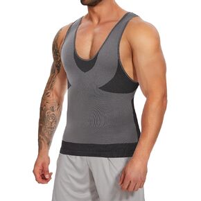 1/3 Pack Men's Compression Shirt Sleeveless Tummy Vest Athletic Tank Top Slimming Undershirts