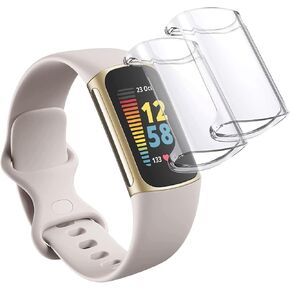 2-Pack Screen Protector Case Compatible with Fitbit Charge 5/Charge 6, Ultra-Thin Soft TPU Bumper All-Around Protective Case (Clear/Clear)