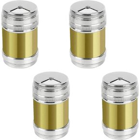 SHIDOW 4 Pcs Seasoning Jars - Stainless Steel, BBQ Spice Bottles, Premium Salt and Pepper Shakers with Adjustable Pour Holes - Elegant Stainless Steel Salt and Pepper Dispenser (silver)