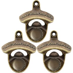 Wall Mounted Magnetic Bottle Opener, Vintage Metal Table Mounted Beer Cap Opener for Festival Gifts (3 Packs)