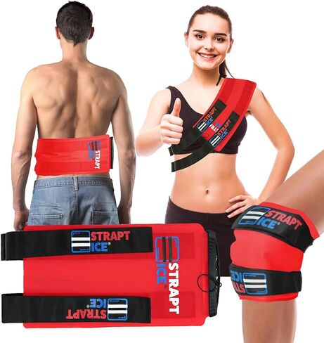 Fillable, Reusable & Wearable Ice Pack with Straps - Instant Cold Therapy Wrap for Shoulder, Knee, Elbow & Back Pain Relief - Ice Packs for Injuries, Inflammation & Recovery - 7.5" x 18" (Red) in Saudi Arabia