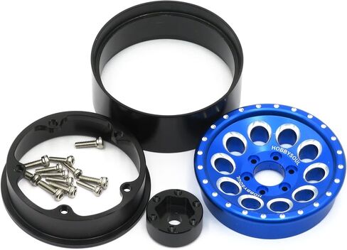 HOBBYSOUL 4pcs RC 1.9 Mud-Terrain Tires Mounted on 1.9 Beadlock Wheels Blue, 1.9 XL Tires 4.75" (121mm) and 1.9 Wheels Fit RC Crawler Redcat Gen8 Traxxas TRX-4 RC4WD D90 Tamiay CC01 Axial SCX10 in Saudi Arabia