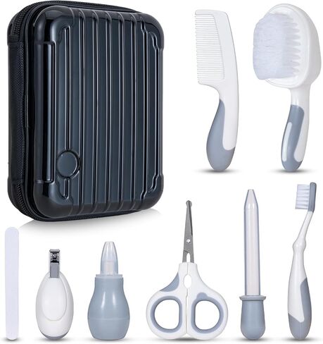 Baby Grooming Kit,Baby Grooming Kit Newborn Care Set with Hair Brush Comb Finger Toothbrush Nasal Aspirator etc for Nursery Newborn Infant Toddlers Boys Girls(Blue) in Saudi Arabia