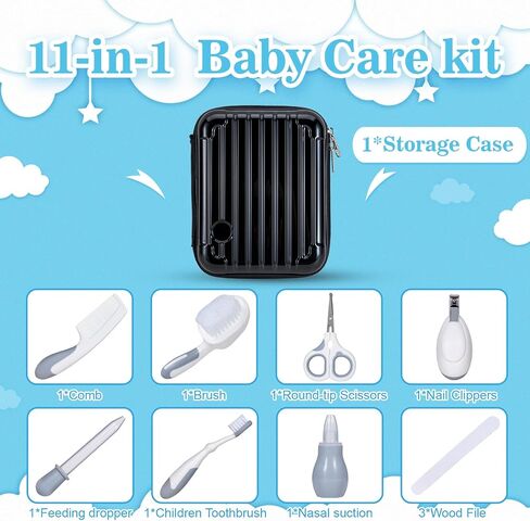 Baby Grooming Kit,Baby Grooming Kit Newborn Care Set with Hair Brush Comb Finger Toothbrush Nasal Aspirator etc for Nursery Newborn Infant Toddlers Boys Girls(Blue) in Saudi Arabia