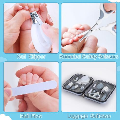 Baby Grooming Kit,Baby Grooming Kit Newborn Care Set with Hair Brush Comb Finger Toothbrush Nasal Aspirator etc for Nursery Newborn Infant Toddlers Boys Girls(Blue) in Saudi Arabia