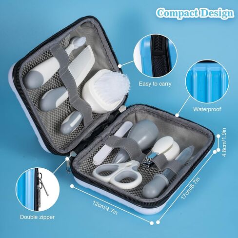Baby Grooming Kit,Baby Grooming Kit Newborn Care Set with Hair Brush Comb Finger Toothbrush Nasal Aspirator etc for Nursery Newborn Infant Toddlers Boys Girls(Blue) in Saudi Arabia