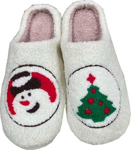 شباشب عيد الميلاد شباشب شجرة عيد الميلاد للنساء والرجال نعال قماش عتيقة من رغوة الذاكرة شباشب منفوشة سميكة القاع أحذية منزلية ناعمة in Kuwait