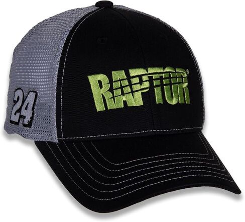 قبعة William Byron رقم 24 NASCAR 2024 Raptor الراعي باللون الأسود والرمادي الشبكي للسباق in Saudi Arabia