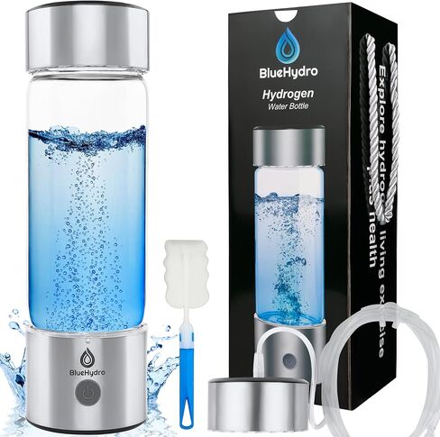 زجاجة مياه هيدروجين BlueHydro™ سعة 500 مل مع أنبوب استنشاق الهيدروجين | تحسين المياه في 3 دقائق | مولد مياه الهيدروجين SPE & PEM | آلة ماء الهيدروجين للشرب في المنزل والمكتب والسفر in Saudi Arabia