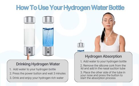 زجاجة مياه هيدروجين BlueHydro™ سعة 500 مل مع أنبوب استنشاق الهيدروجين | تحسين المياه في 3 دقائق | مولد مياه الهيدروجين SPE & PEM | آلة ماء الهيدروجين للشرب في المنزل والمكتب والسفر in Saudi Arabia