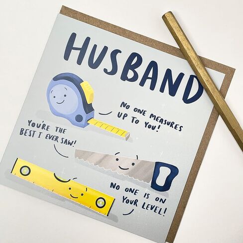 Old English Co. No One Measures Up To You Card for Dad - Birthday Card for Dad - Fun Birthday Greeting Card for Him Men - Fun DIY Tools Pun Card from Son Daughter | Blank Inside with Envelope in Saudi Arabia