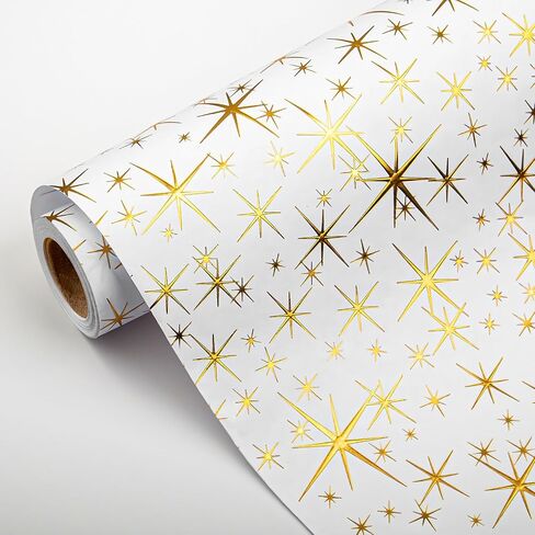 Garbendy Mini Wrapping Paper Roll Embossing 3D Emerald Green with Gold Foil Star Design for Christmas, Birthday, Wedding, Baby Shower, Bridal Shower, Party-17inch x 32.8ft in Saudi Arabia