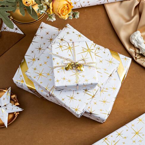 Garbendy Mini Wrapping Paper Roll Embossing 3D Emerald Green with Gold Foil Star Design for Christmas, Birthday, Wedding, Baby Shower, Bridal Shower, Party-17inch x 32.8ft in Saudi Arabia