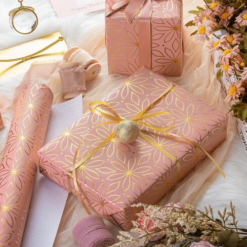 Garbendy Mini Wrapping Paper Roll Embossing 3D Emerald Green with Gold Foil Star Design for Christmas, Birthday, Wedding, Baby Shower, Bridal Shower, Party-17inch x 32.8ft in Kuwait