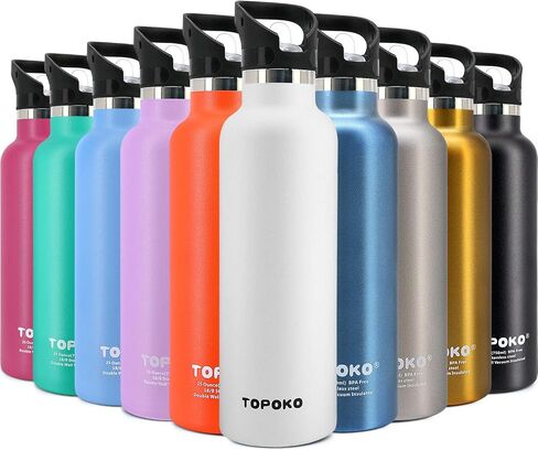 TOPOKO 25 OZ Double Wall Stainless Steel Water Bottle, Straw Lid with Handle, Vacuum Insulated, Sweat Proof, Leak Proof Travel Mug Sports Bottle, Keep Warm or Cold Up to 24 Hours. (Blue) in Saudi Arabia
