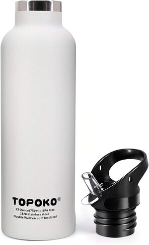 TOPOKO 25 OZ Double Wall Stainless Steel Water Bottle, Straw Lid with Handle, Vacuum Insulated, Sweat Proof, Leak Proof Travel Mug Sports Bottle, Keep Warm or Cold Up to 24 Hours. (Blue) in Saudi Arabia