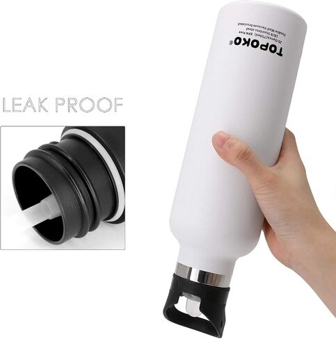 TOPOKO 25 OZ Double Wall Stainless Steel Water Bottle, Straw Lid with Handle, Vacuum Insulated, Sweat Proof, Leak Proof Travel Mug Sports Bottle, Keep Warm or Cold Up to 24 Hours. (Blue) in Saudi Arabia