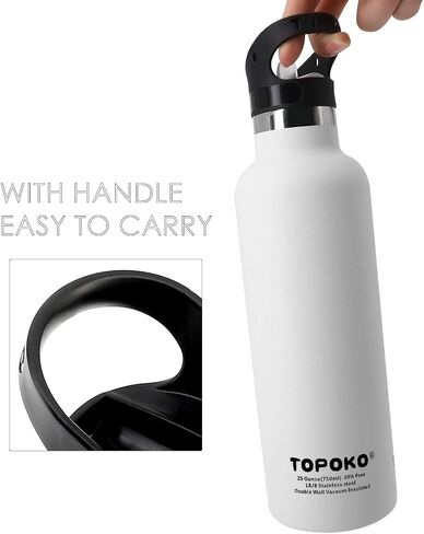 TOPOKO 25 OZ Double Wall Stainless Steel Water Bottle, Straw Lid with Handle, Vacuum Insulated, Sweat Proof, Leak Proof Travel Mug Sports Bottle, Keep Warm or Cold Up to 24 Hours. (Blue) in Saudi Arabia