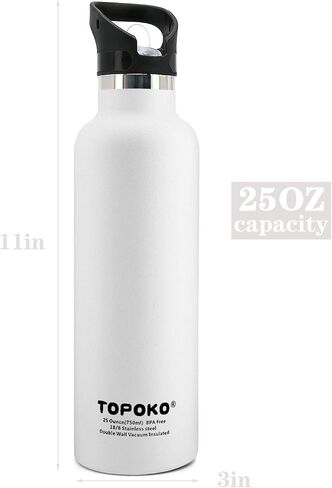 TOPOKO 25 OZ Double Wall Stainless Steel Water Bottle, Straw Lid with Handle, Vacuum Insulated, Sweat Proof, Leak Proof Travel Mug Sports Bottle, Keep Warm or Cold Up to 24 Hours. (Blue) in Saudi Arabia