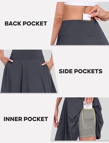 Desol 20" Women's Knee Length Tennis Golf Skirts with Shorts and Pockets High Waisted Athletic Casual Workout Skorts in Kuwait