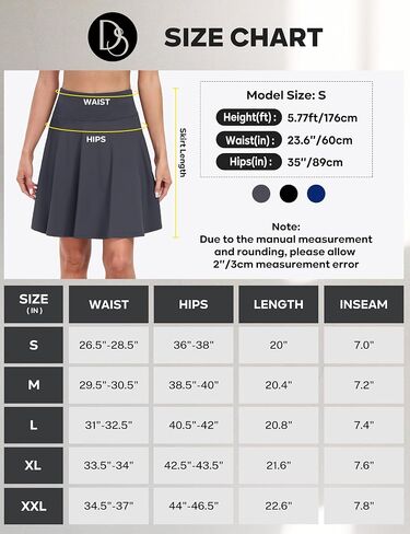 Desol 20" Women's Knee Length Tennis Golf Skirts with Shorts and Pockets High Waisted Athletic Casual Workout Skorts in Kuwait