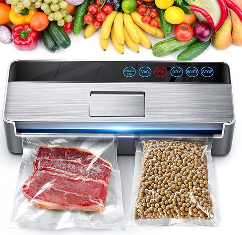 Vacuum Sealer Machine, Automatic Food Sealer for Food Preservation with vacuum sealers bags, Dry Moist Food Modes,Led Indicator Lights, Compact Design Full Automatic Food Sealer 95 Kpa-Black in Saudi Arabia