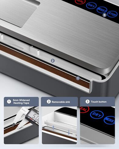Vacuum Sealer Machine, Automatic Food Sealer for Food Preservation with vacuum sealers bags, Dry Moist Food Modes,Led Indicator Lights, Compact Design Full Automatic Food Sealer 95 Kpa-Black in Saudi Arabia