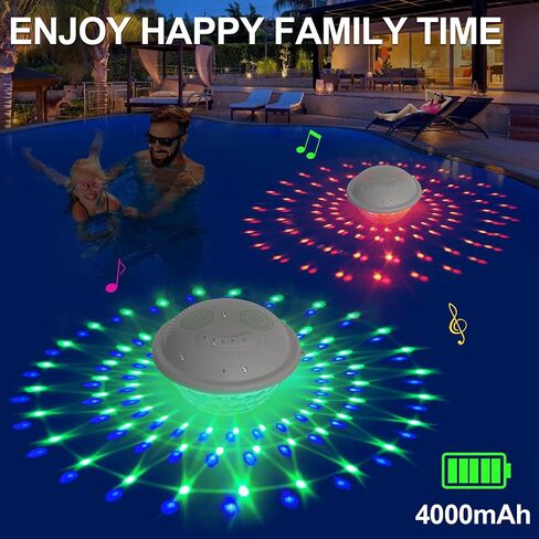 KingSom Bluetooth Pool Speaker,Floating Pool Speaker with Colorful Lights,Hot Tub Speaker IP68 Waterproof Pool Speaker,16W Loud Stereo Sound Bluetooth Speaker,TWS Pairing Floating Speaker for Pool in Saudi Arabia