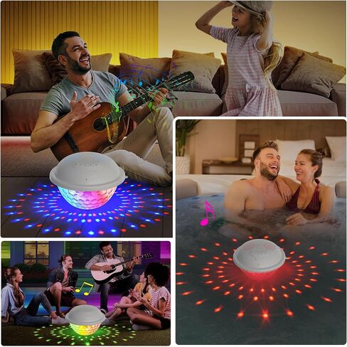 KingSom Bluetooth Pool Speaker,Floating Pool Speaker with Colorful Lights,Hot Tub Speaker IP68 Waterproof Pool Speaker,16W Loud Stereo Sound Bluetooth Speaker,TWS Pairing Floating Speaker for Pool in Saudi Arabia