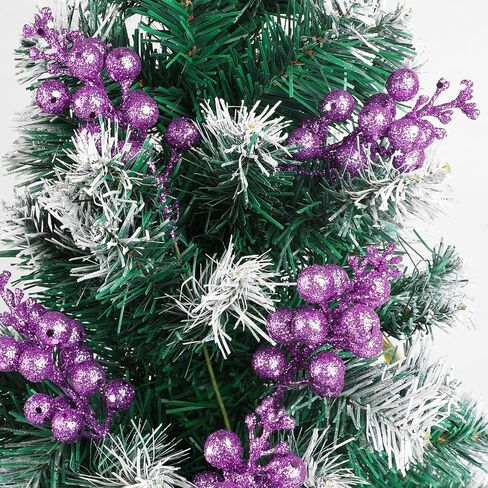 DIYASY Glitter Berry Stems,20Pcs Artificial Xmas Picks and Sprays Christmas Tree Filler Branches Ornaments Holiday Wreath Garland Decorations Home Décor Purple 7.8 Inch in Saudi Arabia