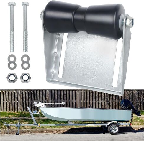 10 Inch Heavy Duty Boat Trailer Roller, Keel Roller Assembly Kit with Roller Shaft and Galvanized Steel Bracket, Boat Rollers for Trailer, Rubber Keel Roller fits 5/8" Shaft - Black in Saudi Arabia