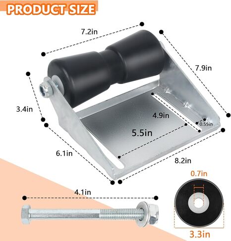 10 Inch Heavy Duty Boat Trailer Roller, Keel Roller Assembly Kit with Roller Shaft and Galvanized Steel Bracket, Boat Rollers for Trailer, Rubber Keel Roller fits 5/8" Shaft - Black in Saudi Arabia