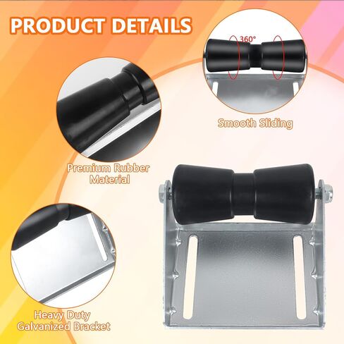10 Inch Heavy Duty Boat Trailer Roller, Keel Roller Assembly Kit with Roller Shaft and Galvanized Steel Bracket, Boat Rollers for Trailer, Rubber Keel Roller fits 5/8" Shaft - Black in Saudi Arabia