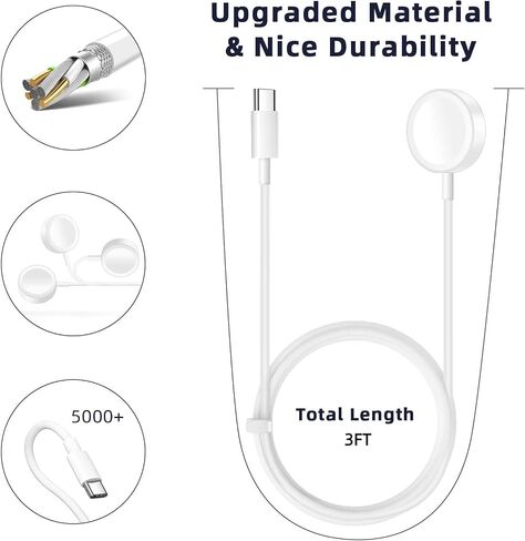 Cabepow for Apple Watch iPhone Charger,2-in-1 USB C Fast iPhone Watch Charger [MFi Certified] 6FT Magnetic Charging Cable for iWatch Series Ultra/9/8/7/6/SE/SE2/5/4/3,iPhone 14 13 12,1-Pack White in Saudi Arabia