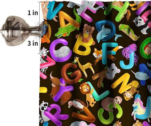 Alphabet ABC Kitchen Curtain Valance, Colors Cartoon Style ABC Alphabet Kid Rod Pocket Window Valance, for Bedroom Living Room Cafe Bathroom 1 Panels W54xL18in in Saudi Arabia