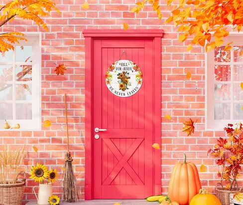 FLYAB Fall for Jesus He Never Leaves Sign for Home Decorations 11.5" Maple Leaves Decor Sign Farmhouse Autumn Wreaths for Front Door Christian Jesus Hanger Sign for Autumn Thanksgiving Decoration in Saudi Arabia