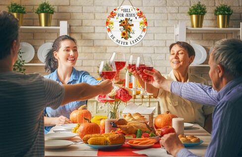 FLYAB Fall for Jesus He Never Leaves Sign for Home Decorations 11.5" Maple Leaves Decor Sign Farmhouse Autumn Wreaths for Front Door Christian Jesus Hanger Sign for Autumn Thanksgiving Decoration in Saudi Arabia