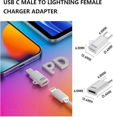 محول شحن iPhone 15، 2 حزمة MFi معتمد USB C ذكر إلى موصل Lightning أنثى من النوع C إلى 8 Pin PD محول شحن سريع ومزامنة البيانات لهاتف iPhone 15 15 Pro Max 15 Plus iPad Galaxy Pixel in Saudi Arabia