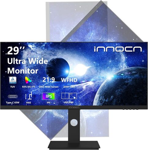 INNOCN 34" Ultrawide Monitor 21:9 WQHD 3440 x 1440p IPS Display 100% sRGB 75Hz Adaptive Sync HDR400 USB Type-C Monitor, Ultra Narrow Bezels, Height Adjustable, Mountable - 34C1Q in Saudi Arabia