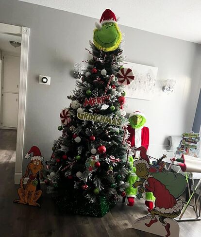 Elf Body with Furry Green Head/Arm/Legs for Christmas Tree Decorations and Ornaments in Saudi Arabia